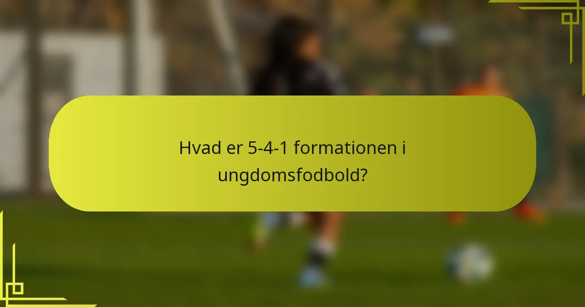 Hvad er 5-4-1 formationen i ungdomsfodbold?