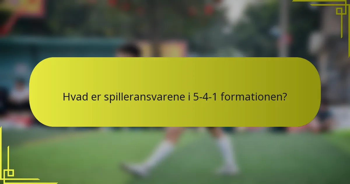 Hvad er spilleransvarene i 5-4-1 formationen?